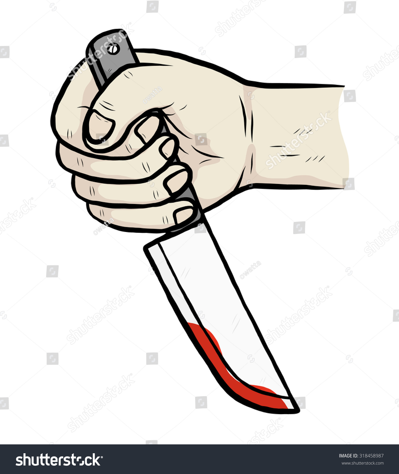 stock vector murder hand knife with blood cartoon vector and illustration hand drawn style isolated on 318458987