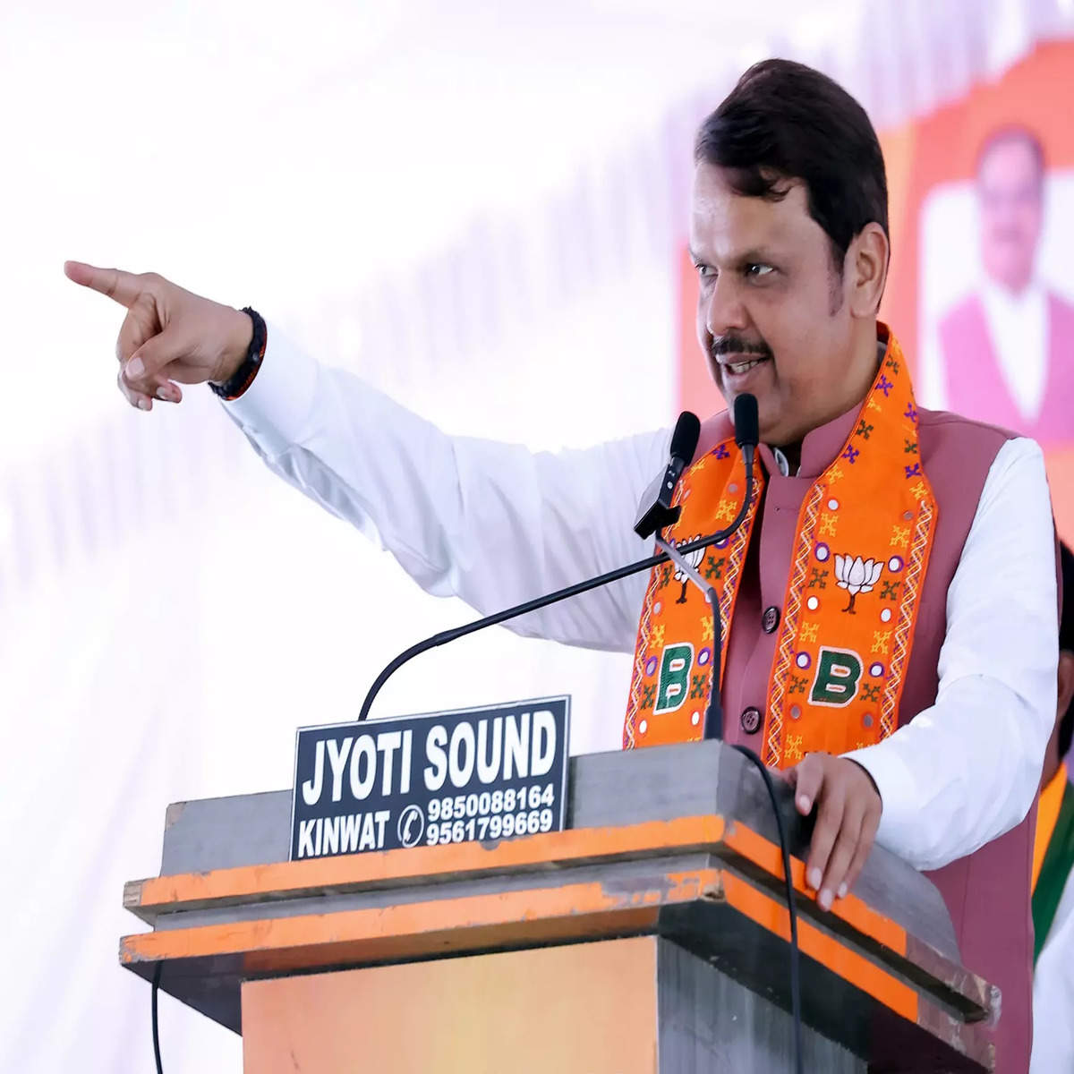 nanded nov 13 ani maharashtra deputy minister devendra fadnavis addresses a