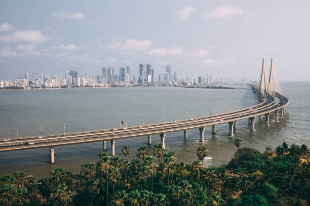high angle shot of bandra worli sealink in mumbai enveloped with fog 1